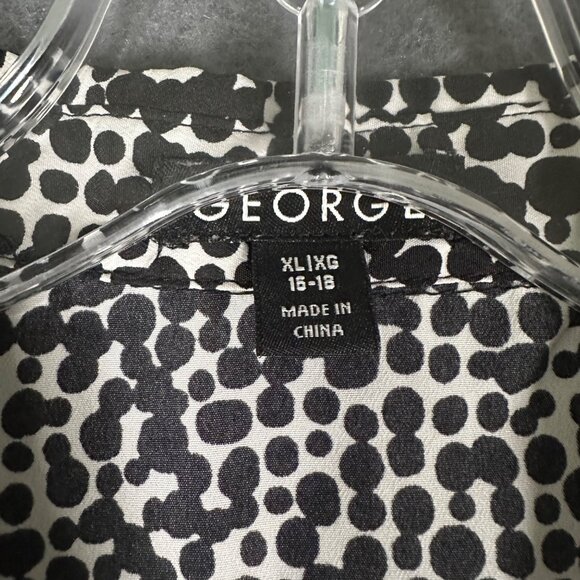 George Womens XL 16-18 Black White‎ Polka Dot Sleeveless Button Up Blouse Tank - Picture 8 of 12